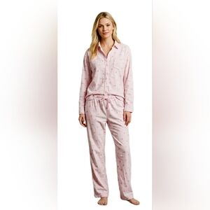 Lauren Ralph Lauren Pink Floral Flannel Pajama Set - Small